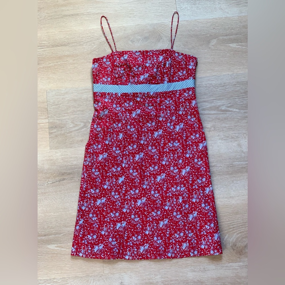 NWT Vintage Y2K Ann Taylor Cotton Floral Strappy Dress Petite 4P Garden Party